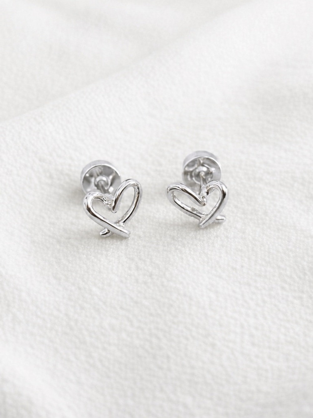 Silver plated stainless steel heart screw back stud earrings - Picture 2 of 5